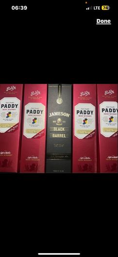 Paddy Jameson whiskey empty boxes tubes
