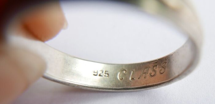 Vintage 925 Sterling Silver Band Men's Ring with Engraving size W - 4,6g