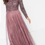 Maya Embellished Maxi Tulle Dress long sleeve Image 2