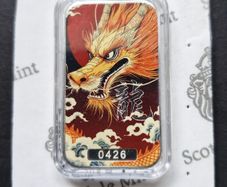 Color Lucky Dragon Bar Kuangying Silver Bar 1 Troy Oz .999 Scotsdale Mint Sealed