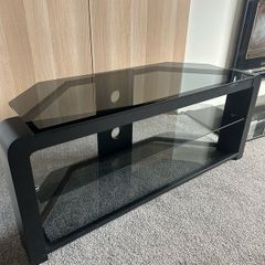 tv stand - 3 tier black with glass shelves
