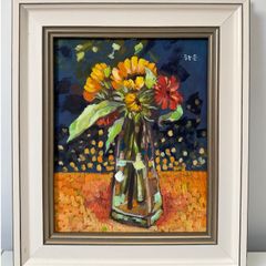 Oil painting Flower with frame