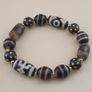Vintage Himalayan Tibetan Dzi Agate Beads 2-Eyes Bracelet with Dotted Quartz Image 5