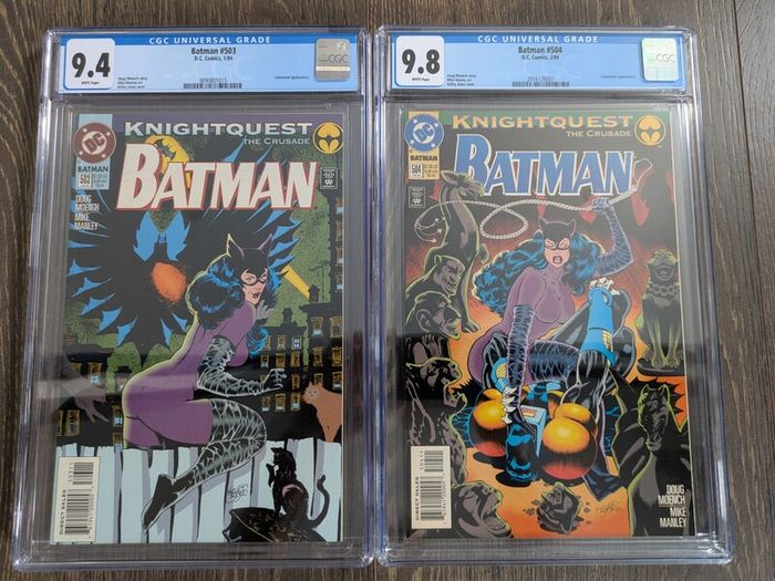 Batman Issue 503 + 504 Cgc 9.8  Graded Comic Books Catwoman Azrael Knightfall Knightquest Marvel DC