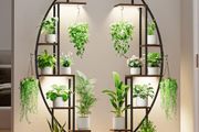 Plant Stand Indoor with Grow Lights, 6 Tiered Tall Plant Shelf, Metal Plant Stand for Indoor Plants Multiple, Half-Moon Plant Rack Display Shelf, 2 Pcs Plant Holder for Living Room, Patio