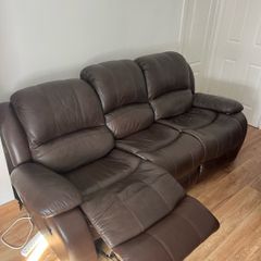 Brown leather recliner sofa