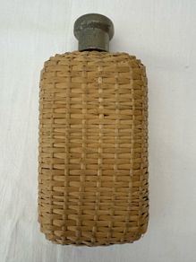 Vintage early 20th century wicker hip flask - very good condition