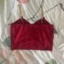 Red corset top with gold chains Image 2