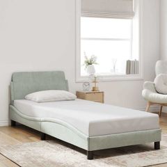 Bed Frame "Dover" Light Grey 90x190 cm Single Velvet