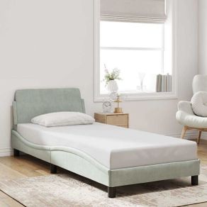 Bed Frame "Dover" Light Grey 90x190 cm Single Velvet