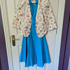 Blue off shoulder dress