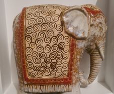 Vintage Glazed Ceramic Elephant Heavy