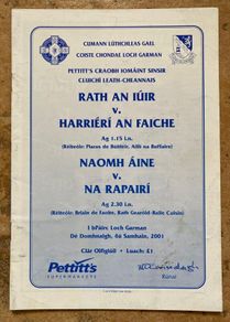 2001 Rathnure v Harriers & St Anne's v Rapparees - GAA Wexford Hurling Club S.F Programme
