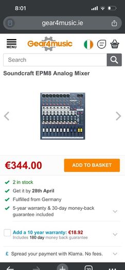 Soundcraft EPM8 audio mixer