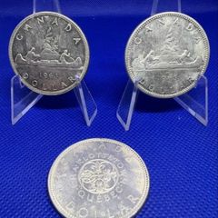Canadian silver dollar coins x3