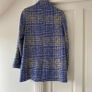 Zara Structured Longline Plaid Tweed Blazer Coat - Blue & Gray Image 6