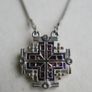 Vintage Silver 925 Jerusalem Cross Necklace Open Pendant Sterling Plated Holy Chain Image 7