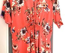 NEXT Coral Floral Summer Dress Sz 18UK (Fit 16-20UK)