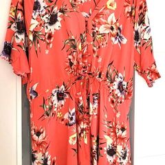 NEXT Coral Floral Summer Dress Sz 18UK (Fit 16-20UK)