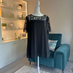 Brand-new Ladies Black Chiffon Lace Short Sleeved Top from David Emanuel