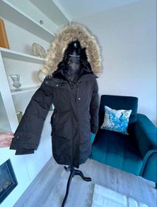 Black Hooded Long Winter Coat from Zara. Size Small UK 8 / EU 36