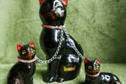 Vintage 1960s Irish Kilkenny Black Mother and Kittens made in Japan