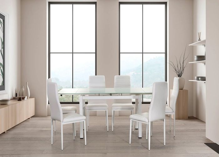 Extendable Glass Dining Table Set for 6