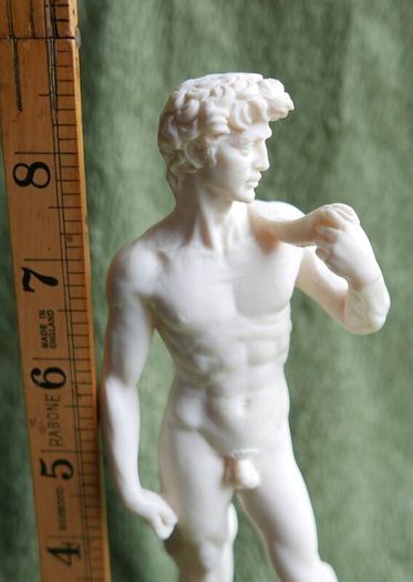 Vintage Sculpture of Statue of David in Resin by A. Santini Italy Male Nude Vintage  Italy 1960