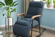 BRAND NEW Rocking Chair Home Bedroom Lounge Chairs Simple Modern Balcony Armchair Sofa Recliner Dark Blue