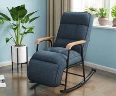 BRAND NEW Rocking Chair Home Bedroom Lounge Chairs Simple Modern Balcony Armchair Sofa Recliner Dark Blue