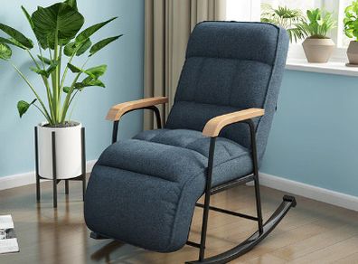 BRAND NEW Rocking Chair Home Bedroom Lounge Chairs Simple Modern Balcony Armchair Sofa Recliner Dark Blue