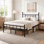 4ft6 Double Bed Frame Heavy Duty Steel Bed with Headboard and Footboard Black Metal Slat Support and 32cm Underbed Storage Space Easy Assembly, No Box Spring Needed, Platform Noise-Free Image 6