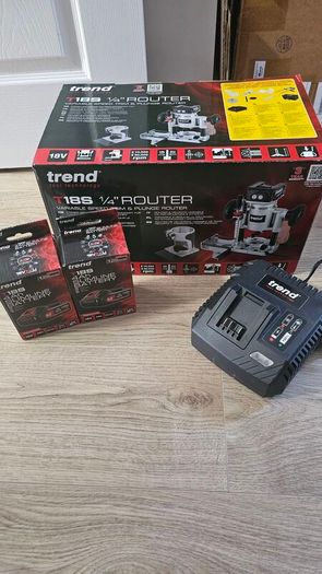 Trend T18S/R14K2 18V 1/4" Brushless Router Kit (2x4Ah batteries & fast charger)