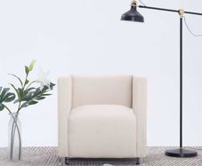 Cube Armchair Cream Fabric