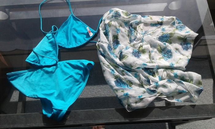 Vintage Blue Bikini with Free Matching Sarong.