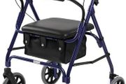 Lightweight Folding Four Wheel Rollator, Mobility Walker with Padded Seat, Lockable Brakes Portable Walker