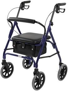 Lightweight Folding Four Wheel Rollator, Mobility Walker with Padded Seat, Lockable Brakes Portable Walker