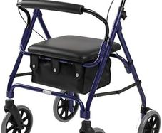 Lightweight Folding Four Wheel Rollator, Mobility Walker with Padded Seat, Lockable Brakes Portable Walker