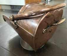 Rare Victorian copper helmet coal scuttle