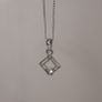 Sterling silver square pendant with a cz stone Image 3