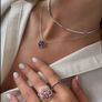 Pandora Herbarium Sparkling Pink Double Flower Pendant Necklace   Brand New Image 2