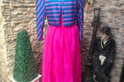 80s Vintage handmade dress with striped bolero jacket