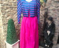 80s Vintage handmade dress with striped bolero jacket