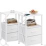 Bedside Table with Charging Station, Side Table with 2 USB Ports and Outlets, Nightstand with Cloth Drawer, Set of 2, End Table, White Image 10