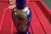 Blue glass vase with gold gilt