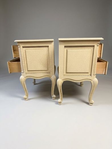 Pair of Vintage French Crackle-Glaze Bedside Tables