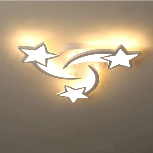 Dimmable LED Ceiling Lights, 30W Modern Acrylic Ceiling Lamp, 3-Star Shape Chandelier Lighting Fixture with Remote Control for Children Room Living Room Bedroom Kitchen, Diameter 53cm