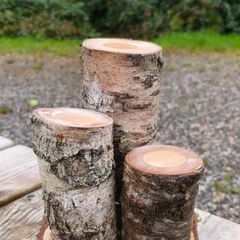 Birch Wood Log Candle Holder  Tealight Stand