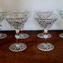 Exquisite vintage set of eight Webb Corbett cut crystal champagne glasses set on an ornate viners silverplate tray Image 2