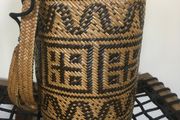 Rattan drawstring bag